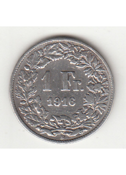 1916 - SVIZZERA 1 Franc 1914 Argento Standing Helvetia MB